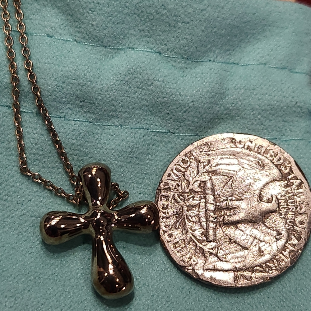 Tiffany 925 Cross On An 18 Inch Tiffany Chain